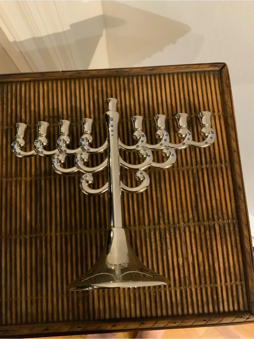 Harvey Lewis 9 Branch Menorah Made with Swarovski Elements Silver